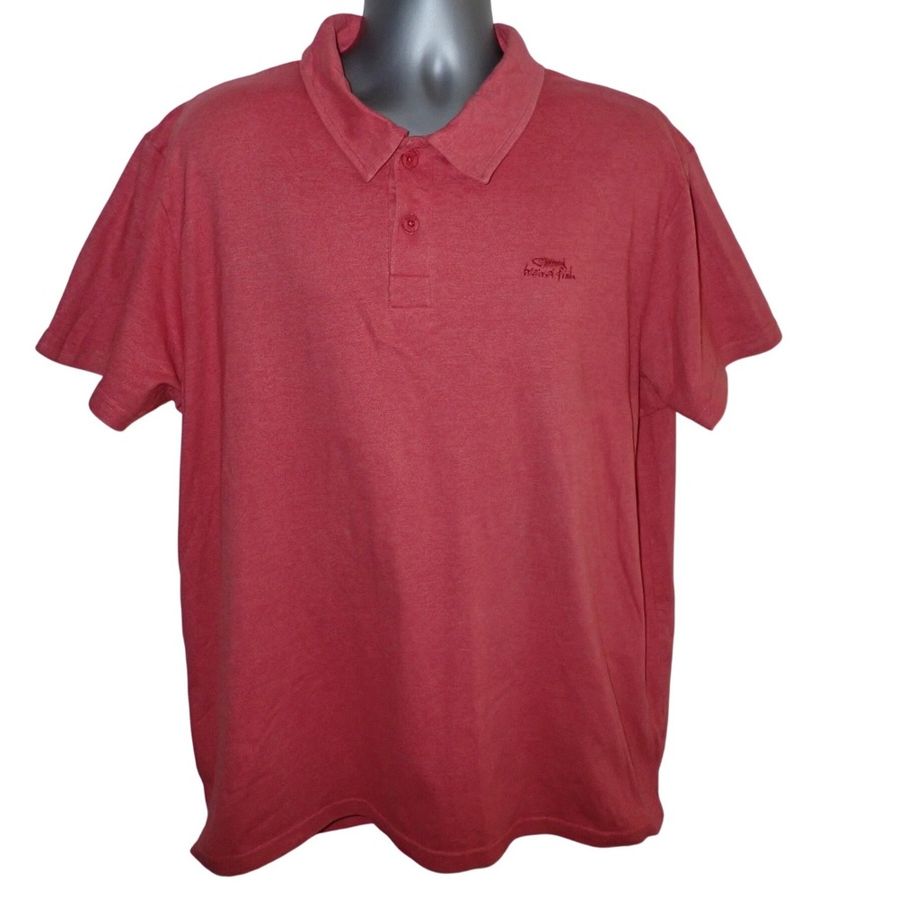 Weird Fish Polo Shirt Mens‎ 2XL Short Sleeve Red Embroidered Casual